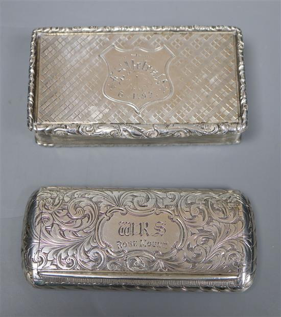 Two Victorian silver snuff boxes, approx 4.8oz